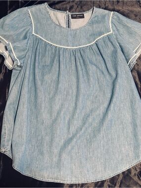 Lane Bryant Light Blue Denim Peasant Blouse